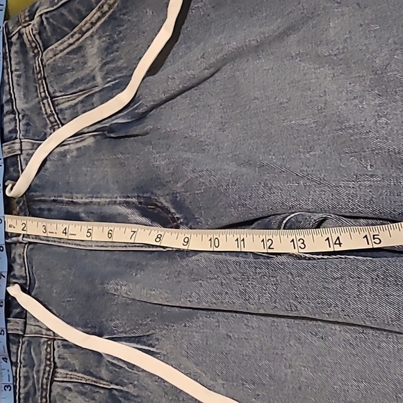 Blue Turtle Juniors Light Blue Washed Denim White Drawstring Waist Size 11 - Picture 5 of 12